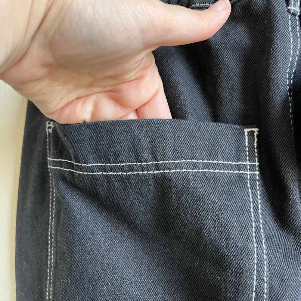 White Fox Black Wide Leg 90s High-waist Cargo Jean  NWT - Picture 6 of 10